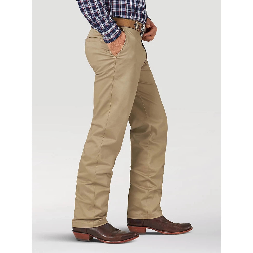 Wrangler Men's Western Casual Flat Front High Rise Relaxed Fit Pants - Khaki