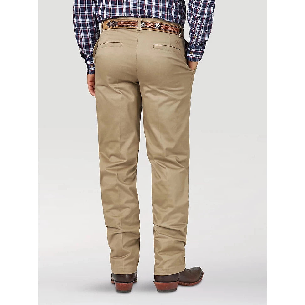 Wrangler Men's Western Casual Flat Front High Rise Relaxed Fit Pants - Khaki