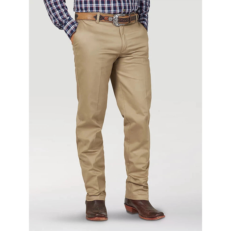 Wrangler Men's Western Casual Flat Front High Rise Relaxed Fit Pants - Khaki