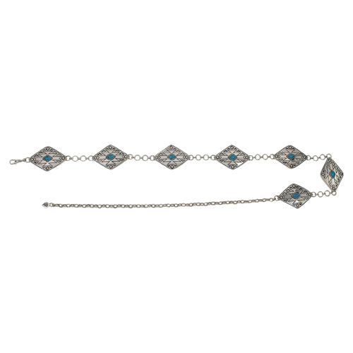 Red Dirt Hat Co Women's Chain Belt Antique Silver with Centered Stone