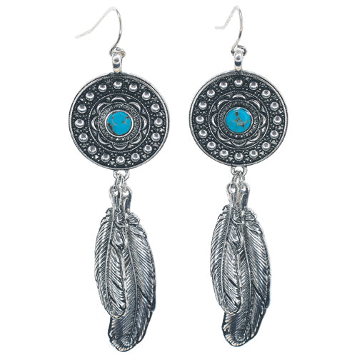 Justin Women's Earrings Pendant With Feather Charms