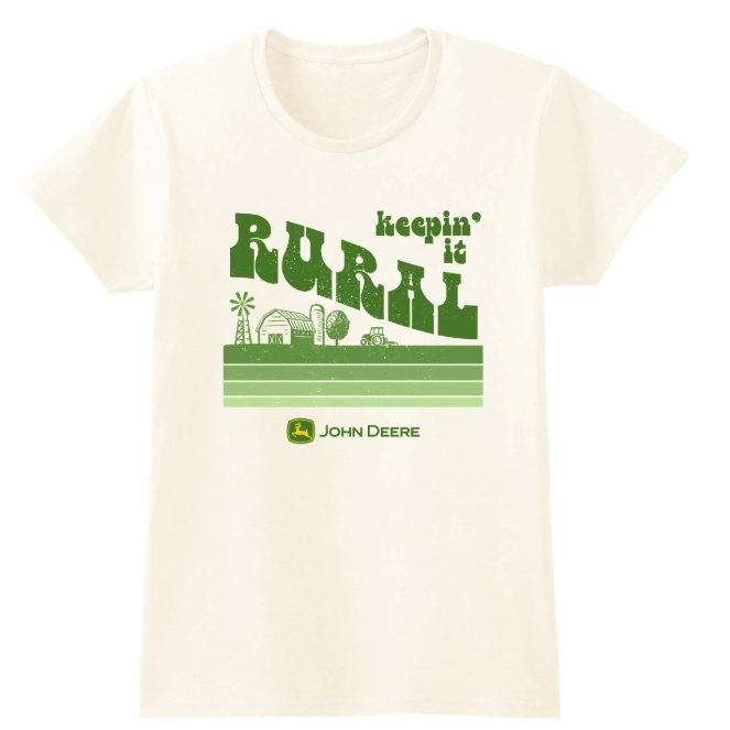 John Deere Women's Rural Short Sleeve Tee Shirt - Ivory