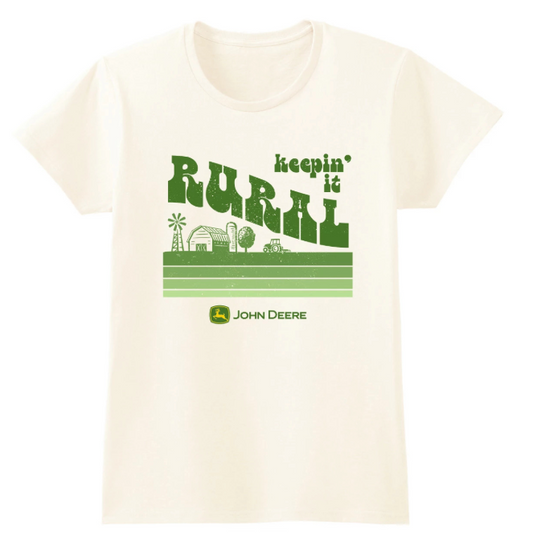John Deere Women's Rural Short Sleeve Tee Shirt - Ivory