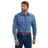 Wrangler Men's Long Sleeve Wrinkle Resistant Woven Snap Shirt- Bright Blue