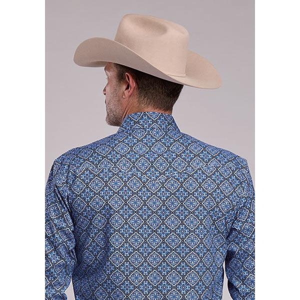 Roper Men's Amarillo Print Long Sleeve Western Shirt- Sky Medallion