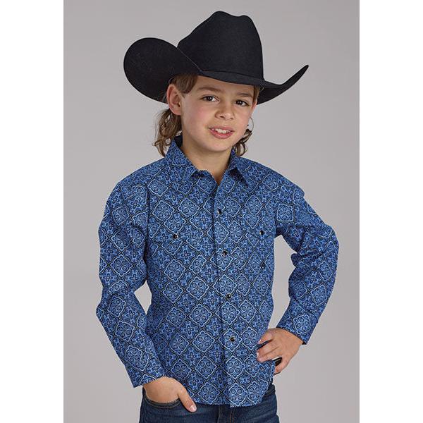 Roper Boy's Long Sleeve Shirt- Blue