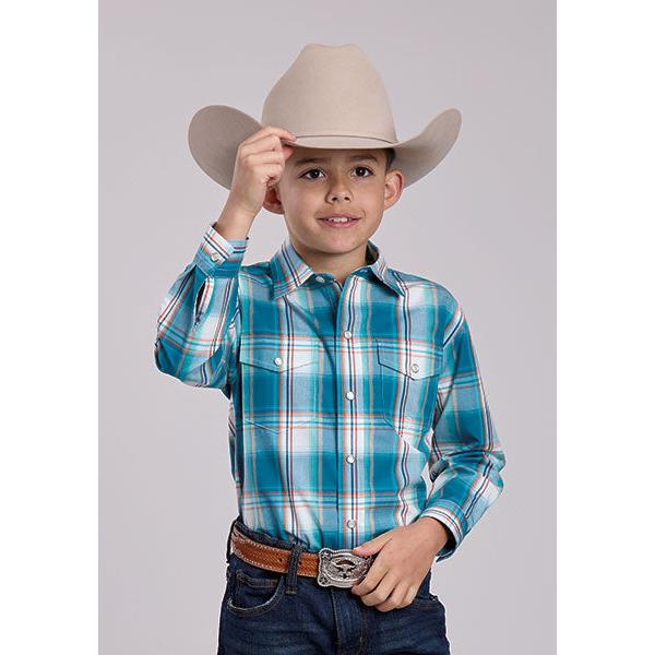Roper Boy's Roper Long Sleeve Shirt- Blue