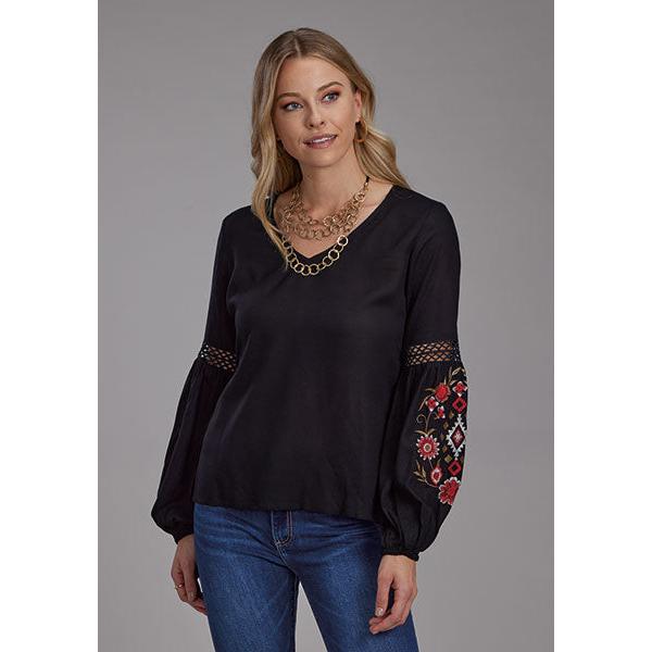 Roper Women's Long Sleeve Aztec Shirt- Black