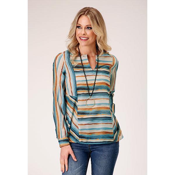 Roper Women's Long Sleeve Serape Print Shirt- Multi