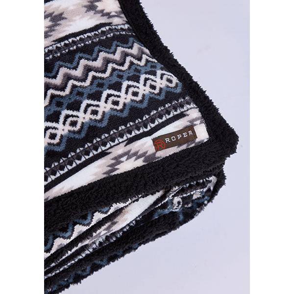 Roper Aztec Fleece Blanket- Black
