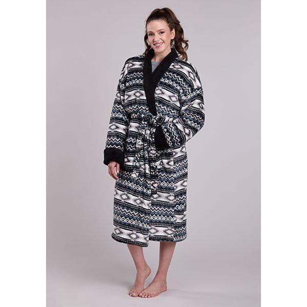 Roper Women's Aztec Printed Robe- Black