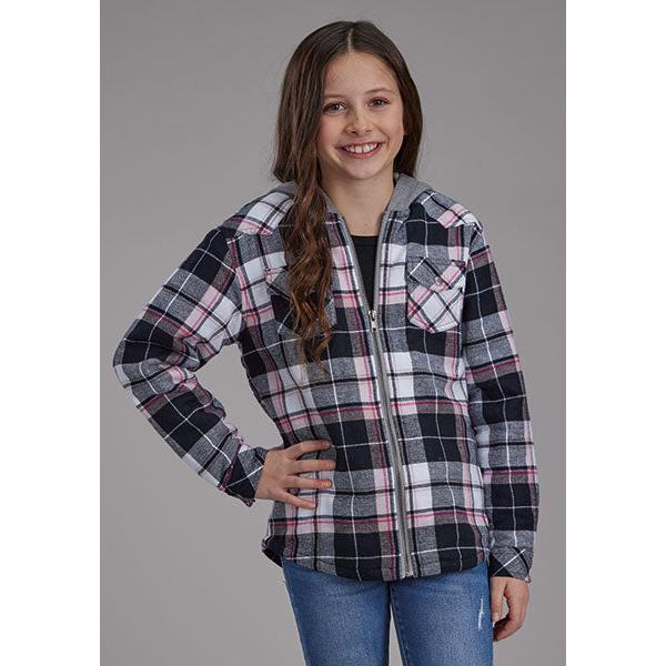 Roper Girls Long Sleeve Flannel Shirtjacket-Black