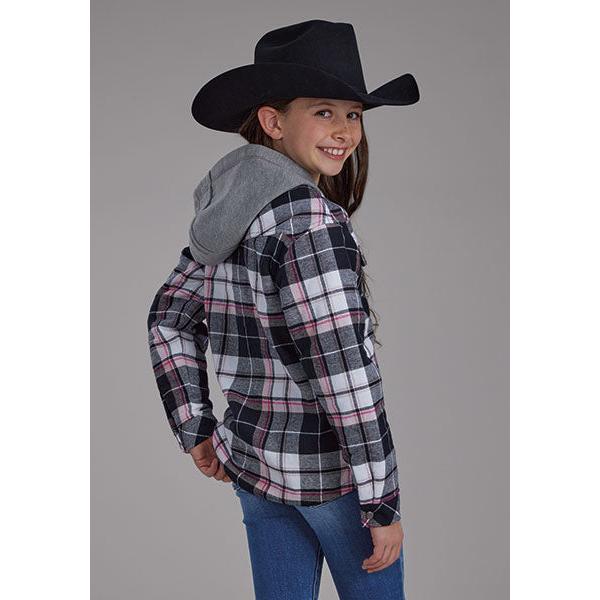 Roper Girls Long Sleeve Flannel Shirtjacket-Black