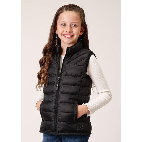 Roper Girl's Poly Filled Vest- Black