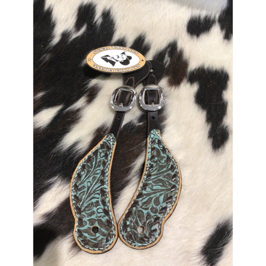 San Saba Shaped Spur Strap w/Floral Print & Buckstitch