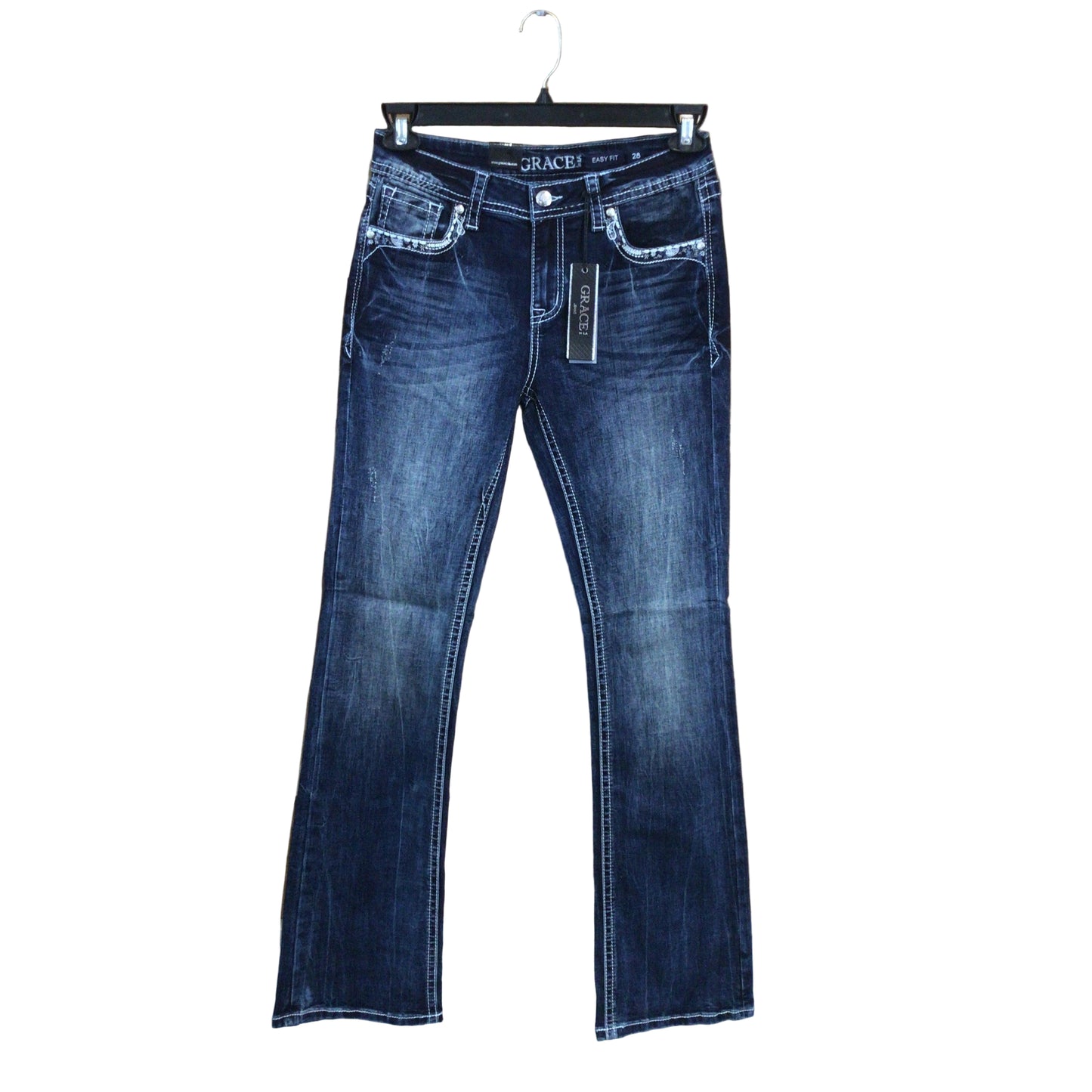 Grace in LA Women's Horseshoe Detail Slim Western Jeans