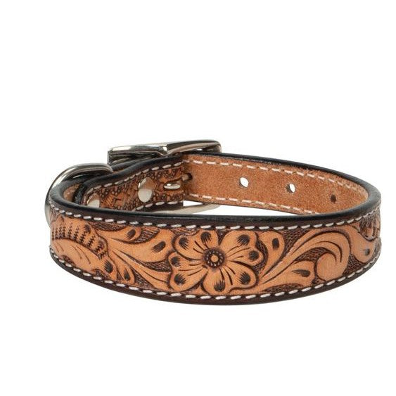 Weaver Floral Tooled Leather Collar