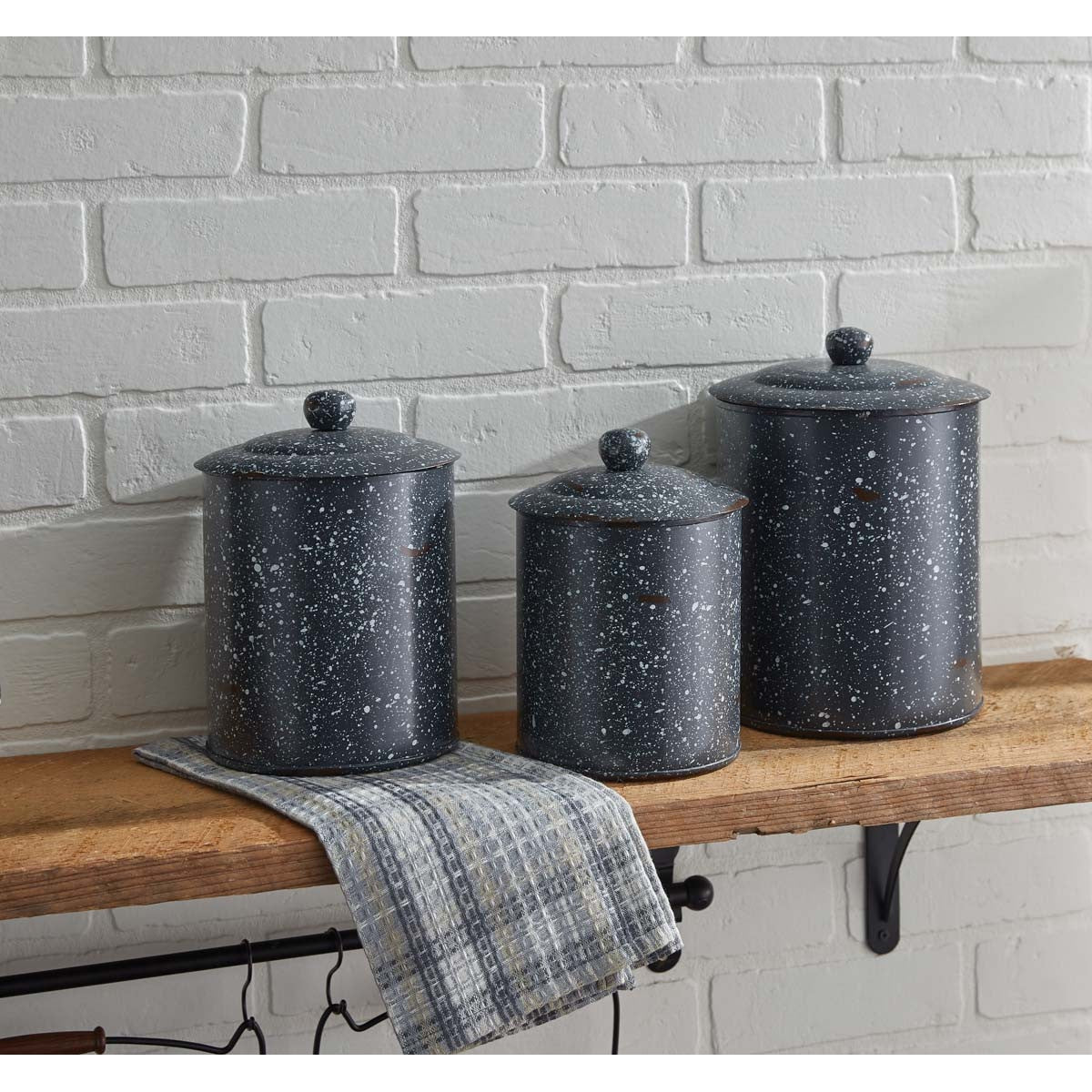 Granite Enamelware Canisters Set - Grey