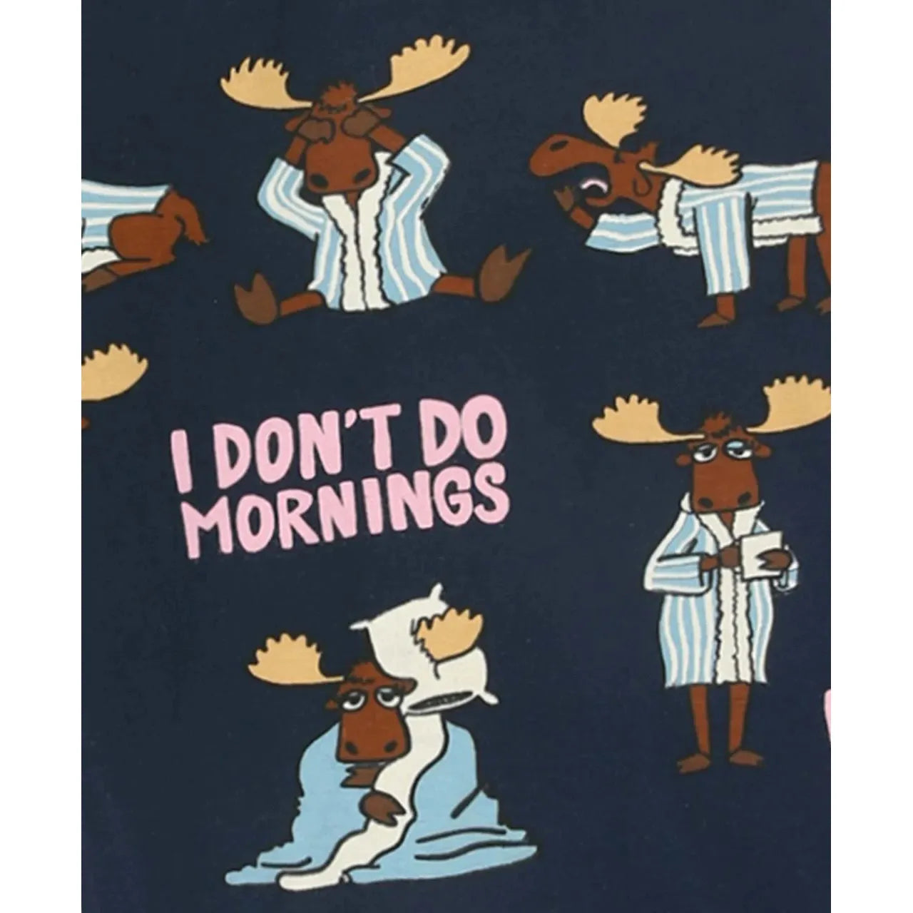 Lazy One Women's I Don't Do Mornings Moose Regular Fit PJ Pant - Dress Blue