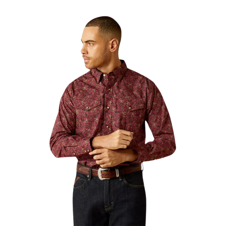 Ariat Men's Samson Classic Fit Long Sleeve Shirt - Dark Red