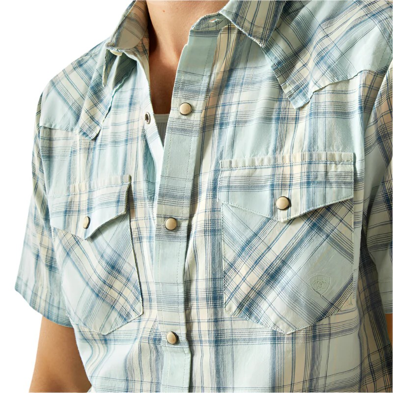 Ariat Men's Short Sleeve Hinkle Retro Shirt- Aqua