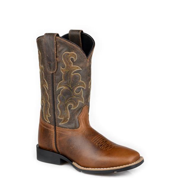 Roper Boy's Western Stitch Western Boot- Brown