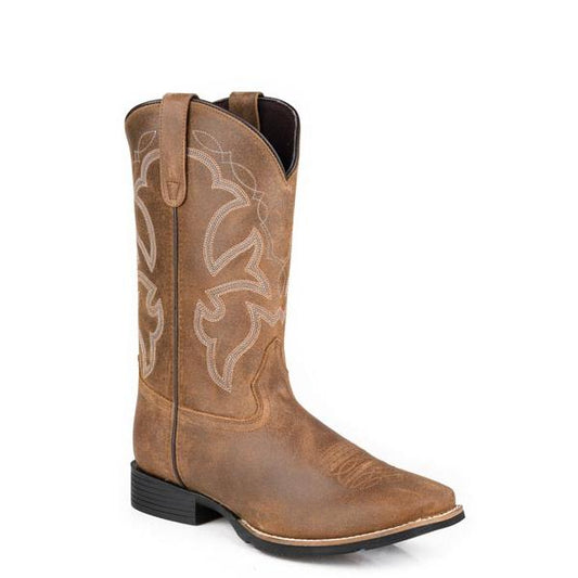 Roper Men's Monterey Oiled Suede Leather Western Boots- Tan