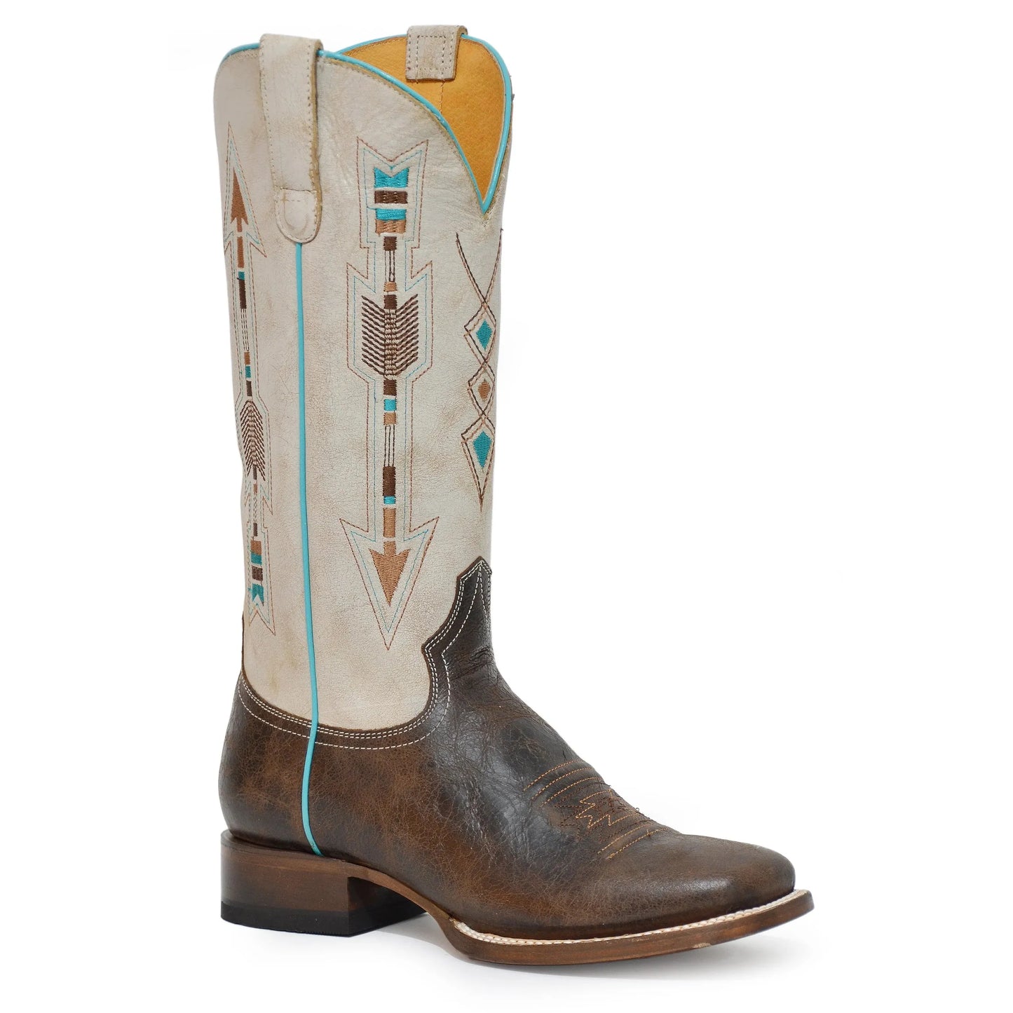 Roper Women's Waxy Brown Leather Cowgirl Boots- Brown