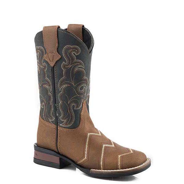 Roper Big Kids Square Toe Western Boot- Brown