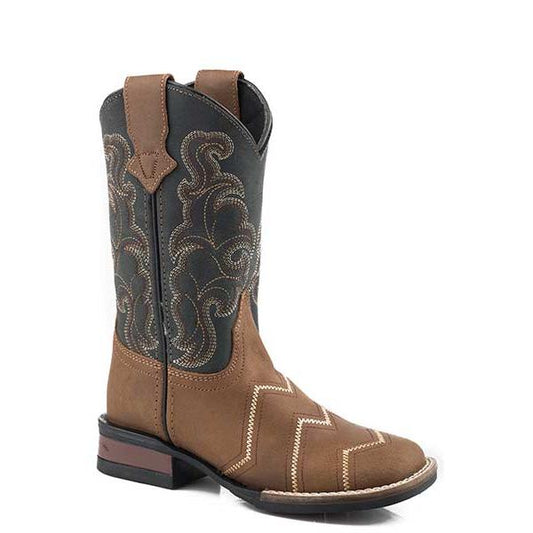 Roper Big Kids Square Toe Western Boot- Brown