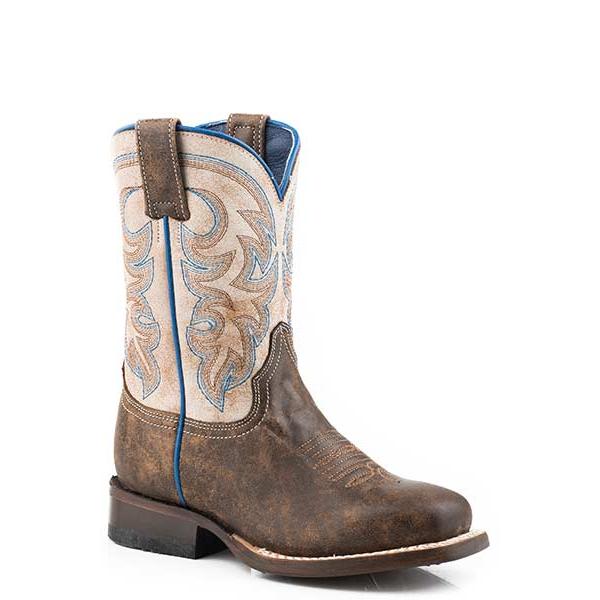 Roper Big Kids Square Toe Western Boot- Brown