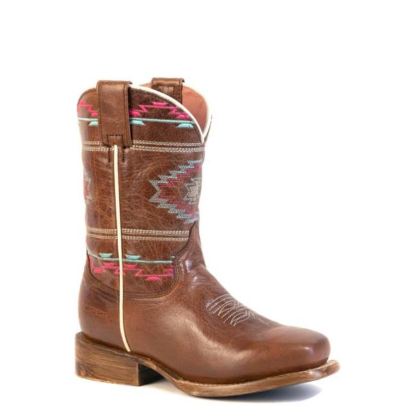 Roper Big Kids Arizona Square Toe Western Boot- Brown