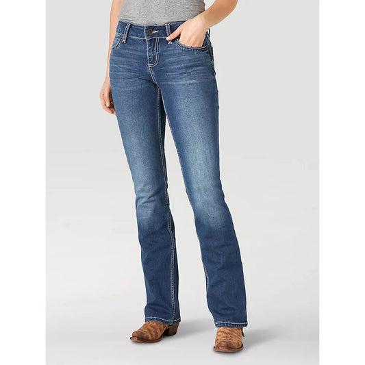 Wrangler Women's Retro Mae Mid Rise Bootcut Jeans - Dark Blue