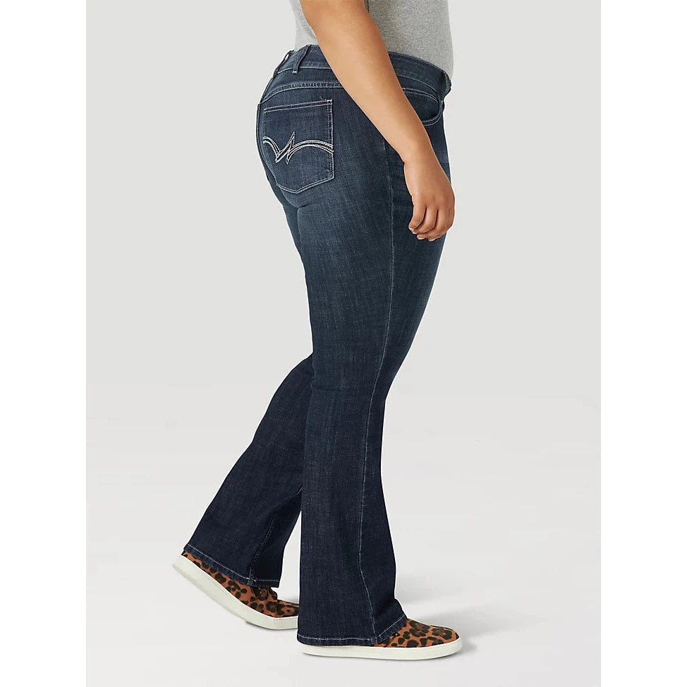 ★★ ★★ Midwash bootcut denim pants T22E6NPC0 Wrangler Women's (PLUS) Mid Rise Bootcut Jeans - Dark Wash
