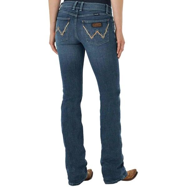 **Wrangler Women's Retro Mae Mid Rise Bootcut Jeans - Dark Stonewash