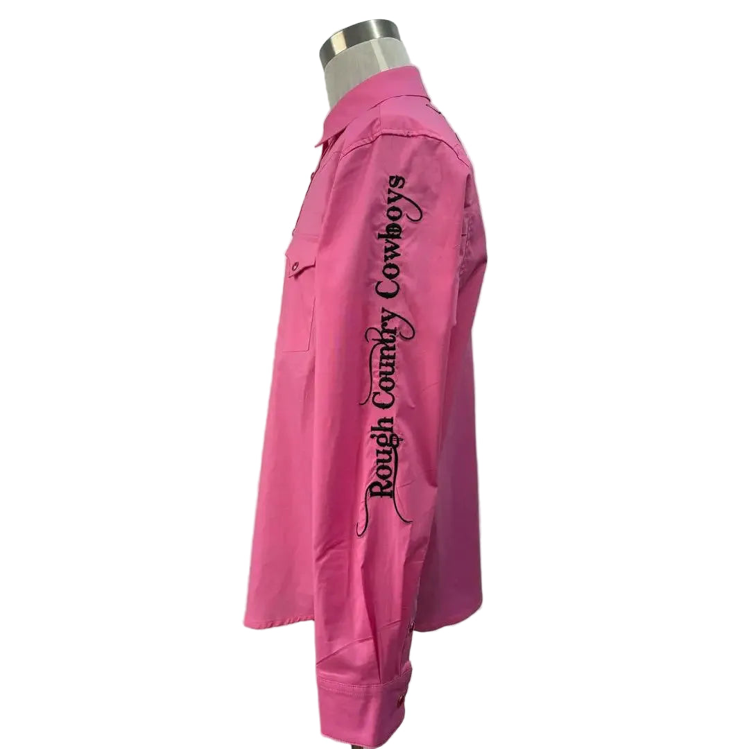 Rough Country Cowboys Men's  Long Sleeve Snap Western Shirt - Pink