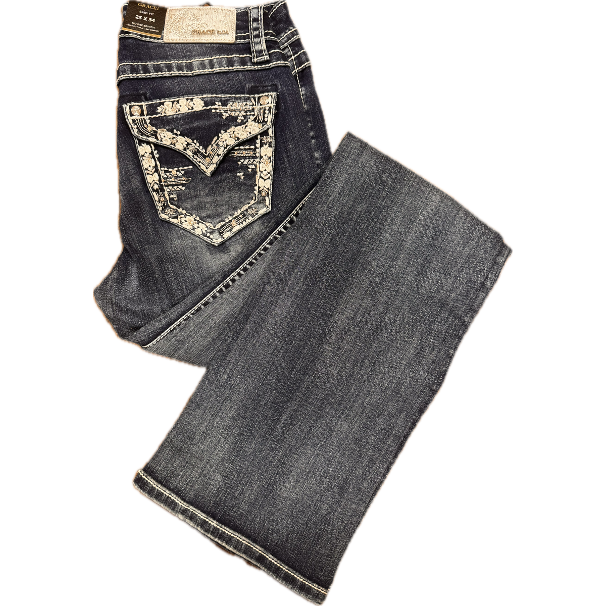 Grace in LA Women's Border Faux Jeans