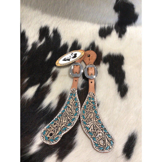 San Saba Shaped Spur Strap W/ Floral Print & Buckstitch