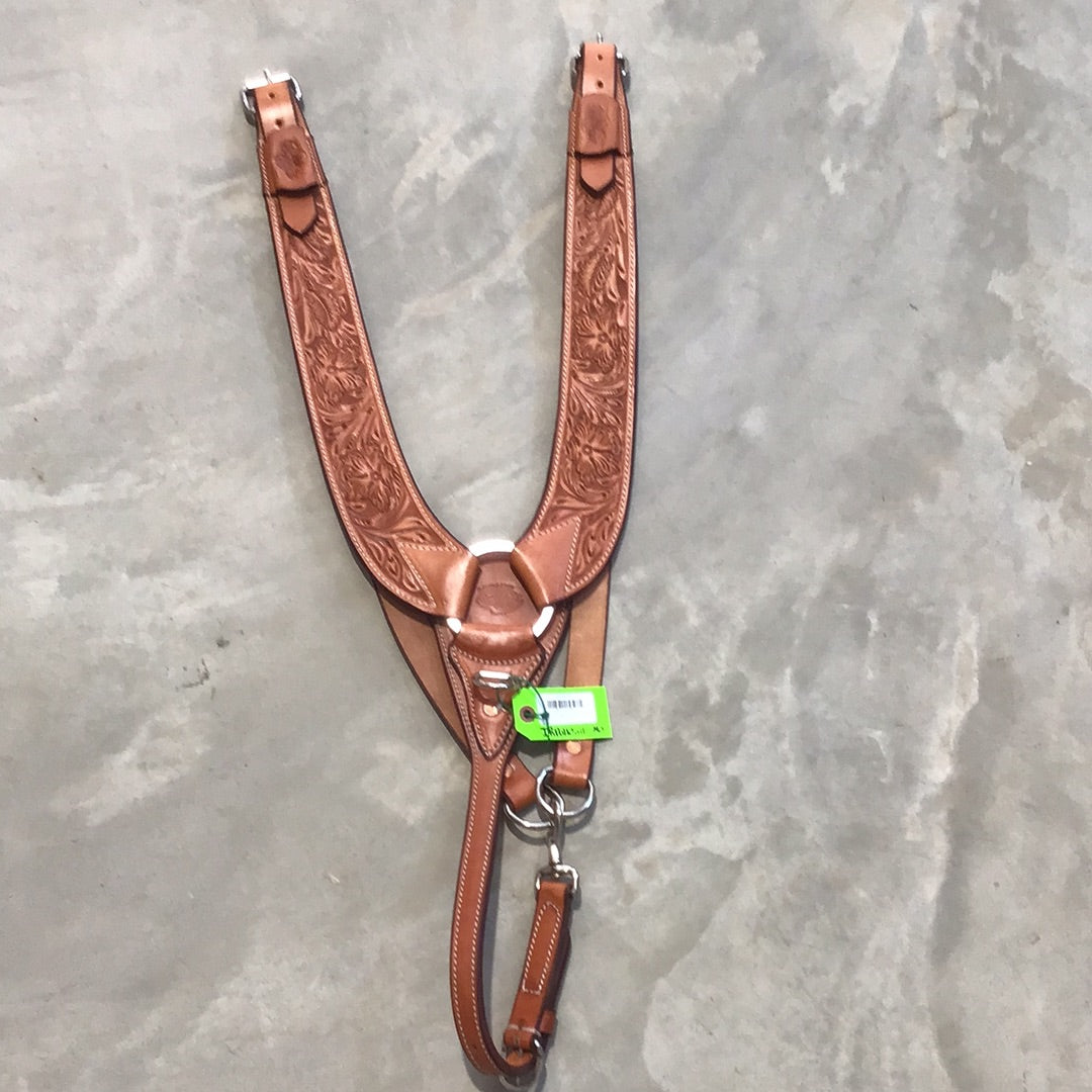 Irvine's Pulling Breast Collar Floral Tooling - Irvine Tack & Western Wear