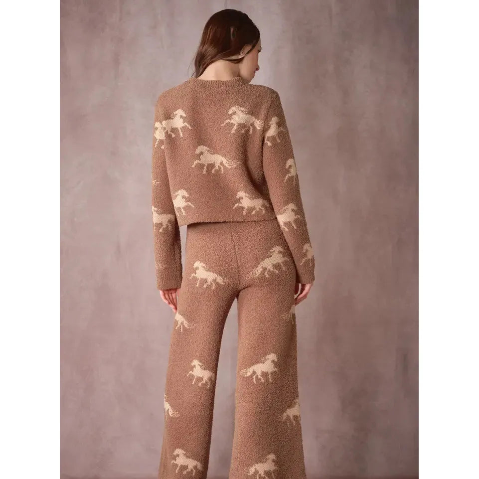 Blue B Horse Sweater Lounge Set- Mocha