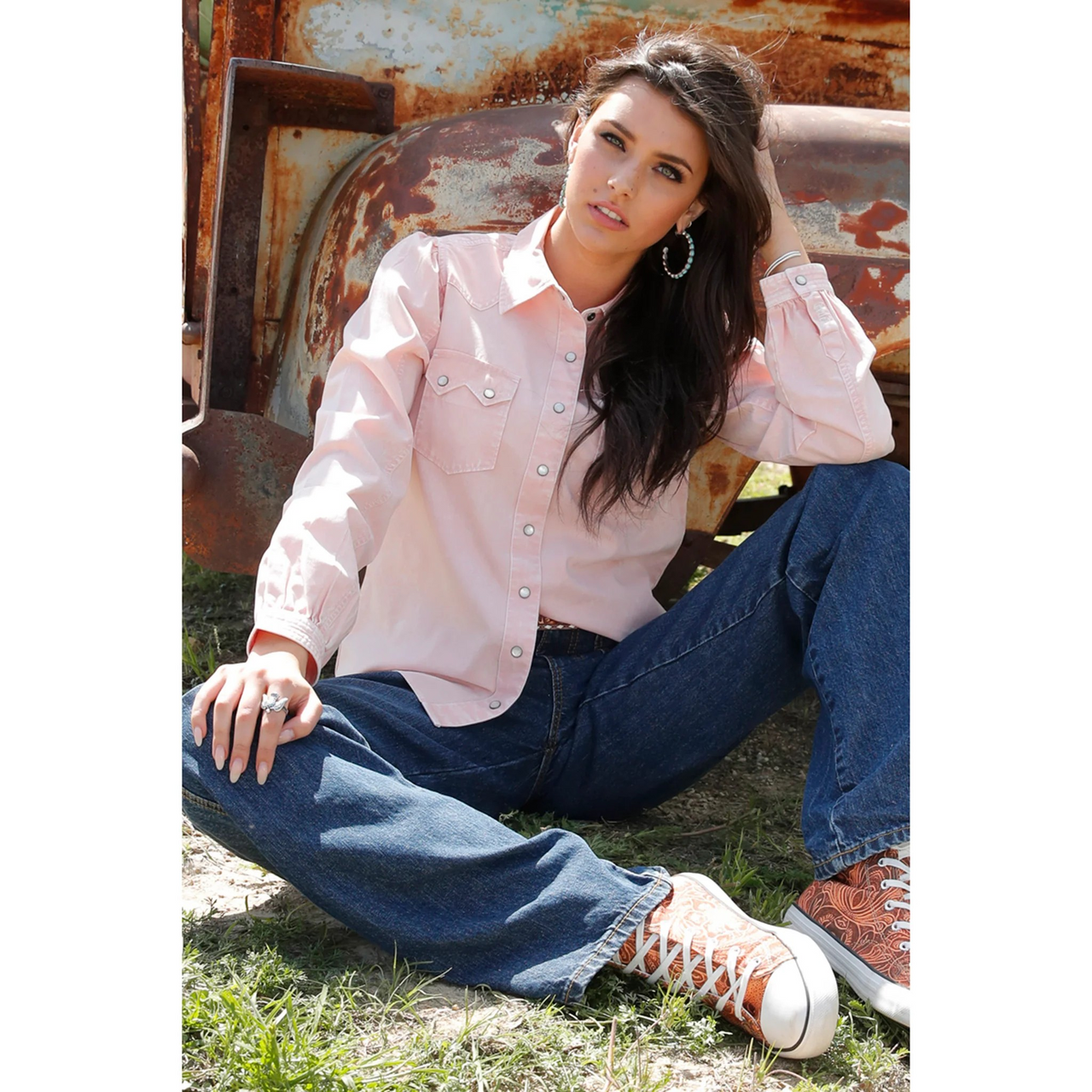 Cinch Women's Long Sleeve Western  Shirt- Pink