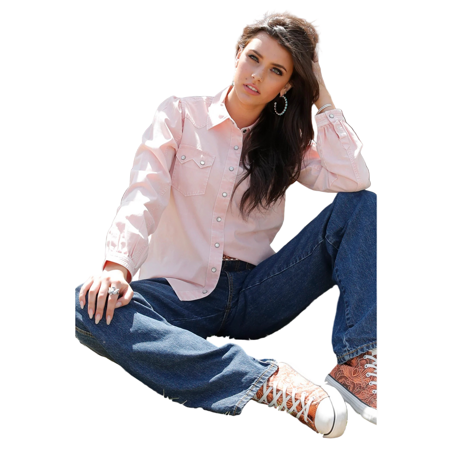 Cinch Women's Long Sleeve Western  Shirt- Pink