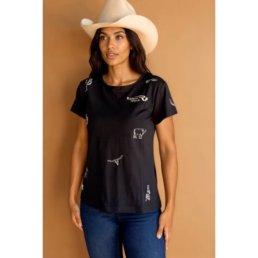 Ranch Girls Western Icon Rachel Short Sleeve Tee Shirt- Multiple Colours