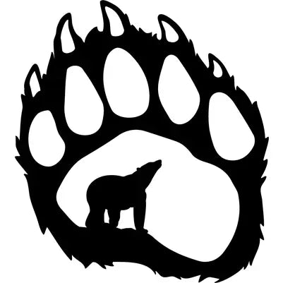 Rustic Metal Polar Bear Paw Sign - Black