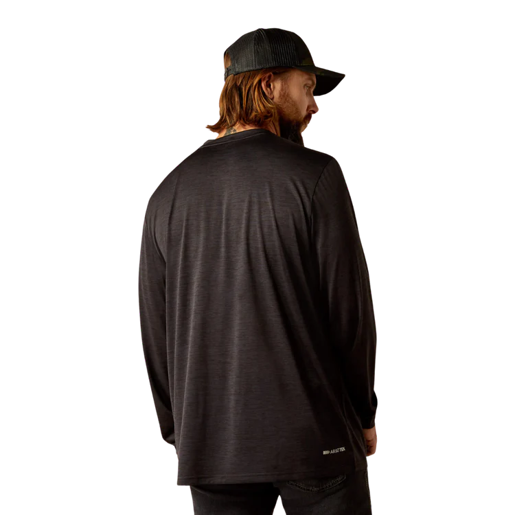 Ariat Men's Charger Logo Long Sleeve Shirt - Black Heather