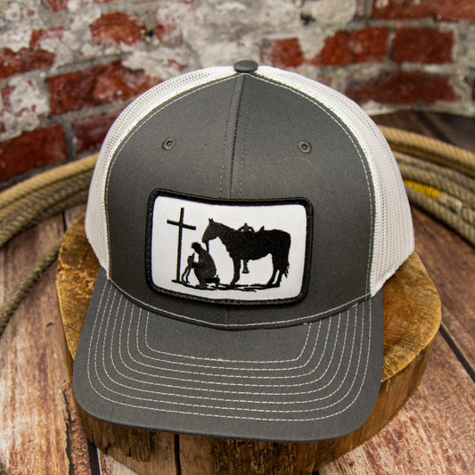 Dally Up Caps Embroidered Praying Cowboy Center Patch