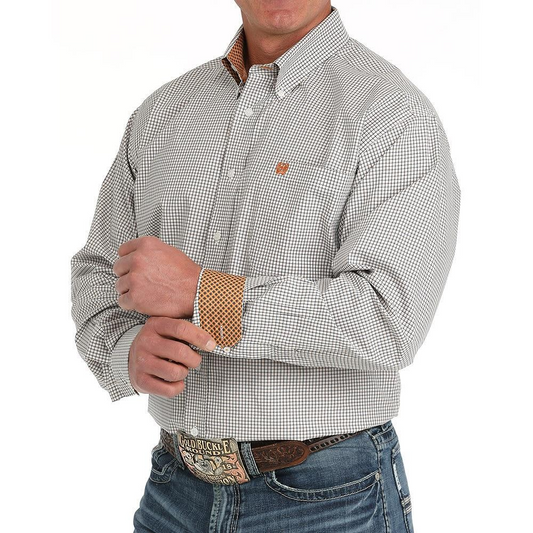 Cinch Men's Long Sleeve Print Shirt- White