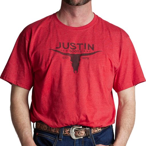 HJ Justin & Sons Men's Short Sleeve Graphic T-Shirt - Red Heather