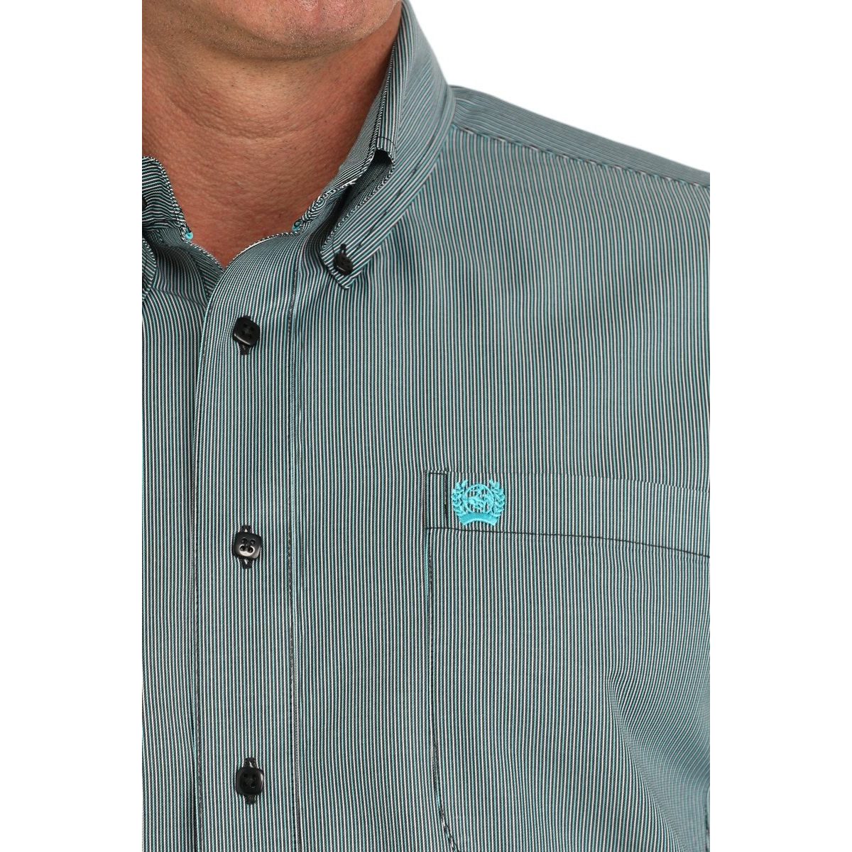 Cinch Men's Long Sleeve Tencel Striped Button Down Western Shirt - Black