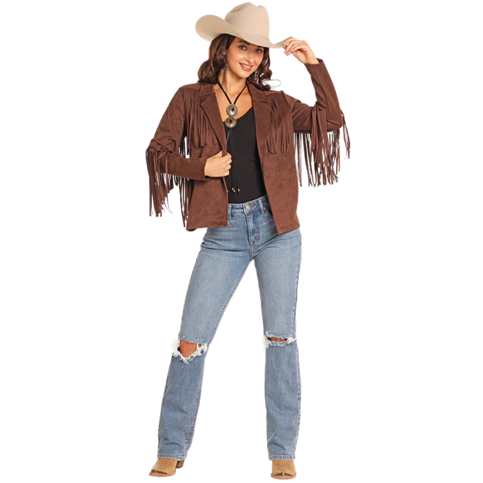 Rock & Roll  Women's Long Sleeve Microsuede Jacket with Fringe
